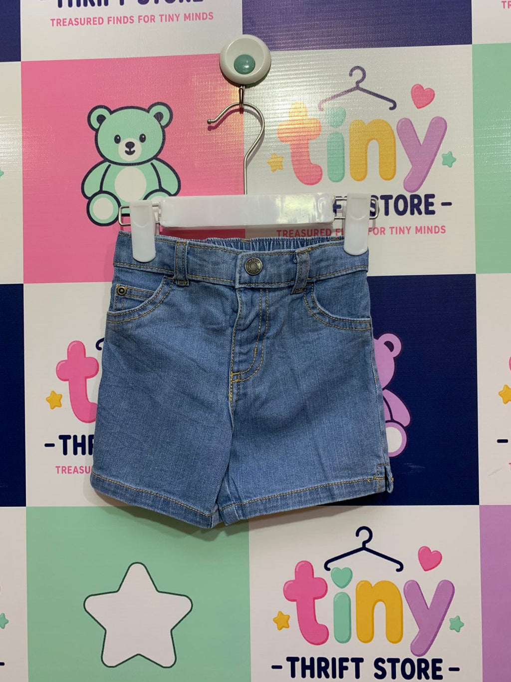 Carter's Baby Boy Blue Denim Shorts with Elastic Waist - Size 12M (9-12 Months) AB1