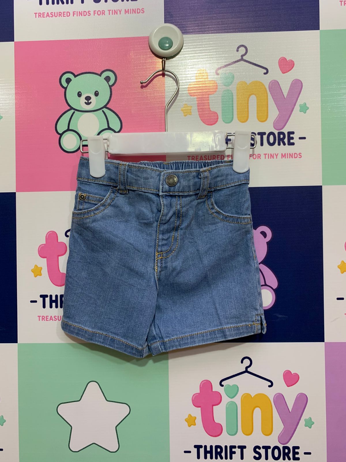 Carter's Baby Boy Blue Denim Shorts with Elastic Waist - Size 12M (9-12 Months) AB1