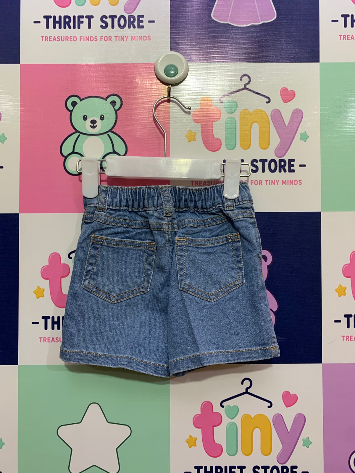 Carter's Baby Boy Blue Denim Shorts with Elastic Waist - Size 12M (9-12 Months) AB1