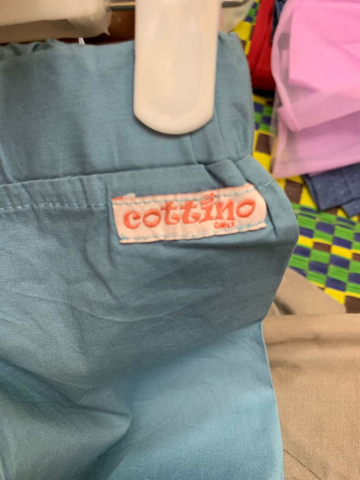 Cottino Girls Blue Cotton Straight-Leg Trousers AB1