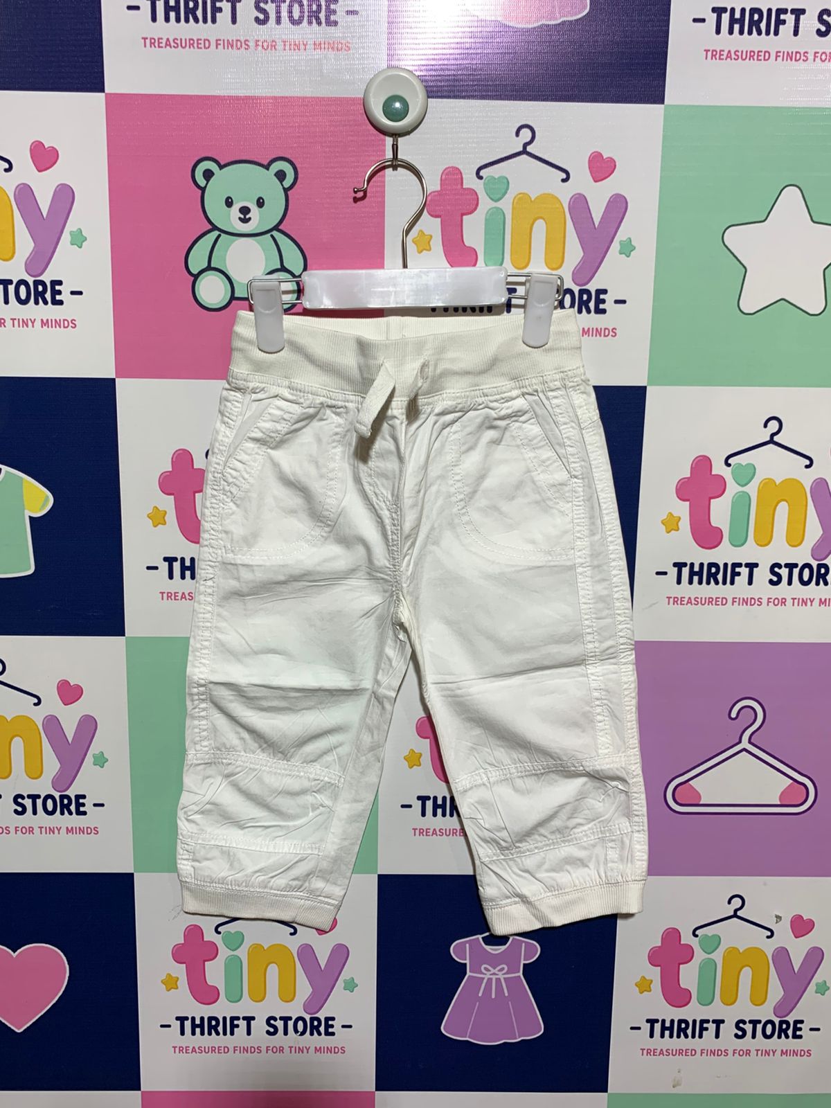 U Collection Girls' White Cotton Comfort Cropped Trousers - Size 6 Years AB1