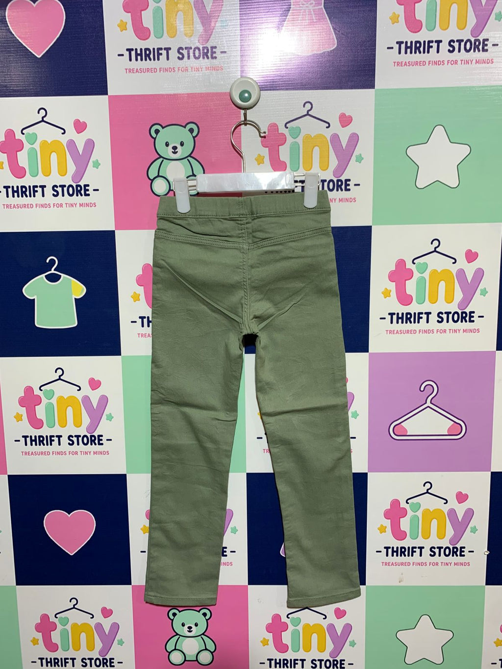 H&M Girls' Sage Green Stretch Treggings - Size 5-6 Years AB1