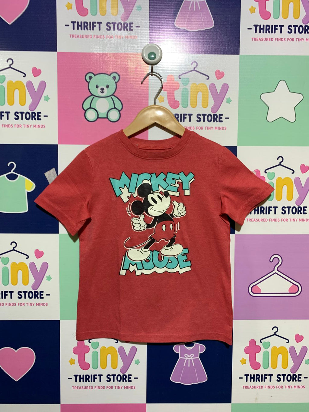 Disney Jumping Beans Boys Red Heathered "Classic Mickey Mouse" Short Sleeve Tee - Size 7 (Estimated Age 7 Years) AB1