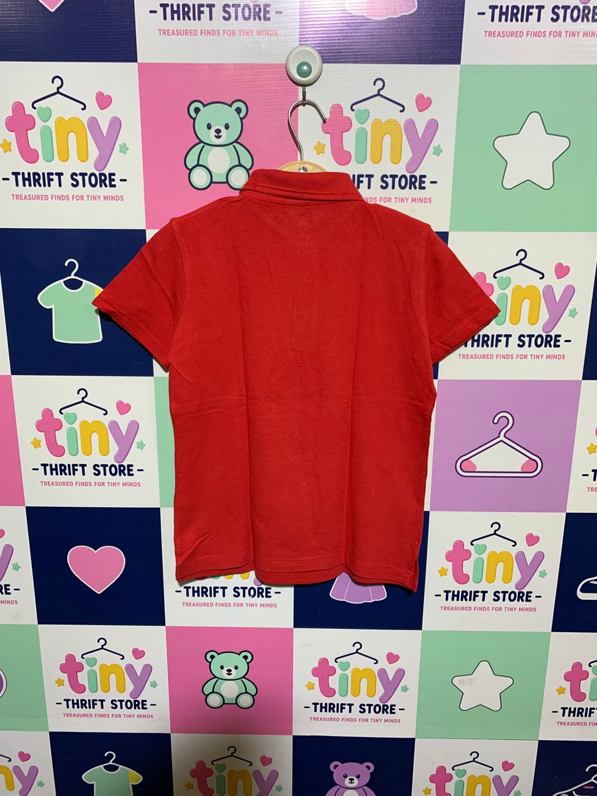 M&S Boys Vibrant Red "Cotton Essentials" Short Sleeve Pique Polo - Size Estimated Age 8-9 Years AB1