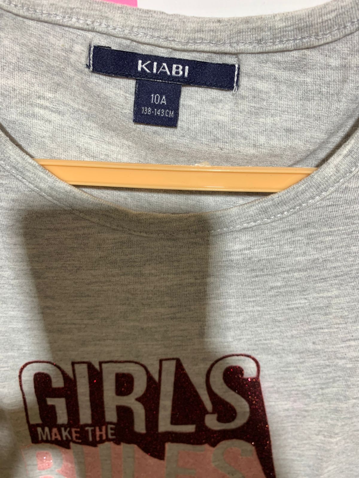 Kiabi Girls' Heather Grey "Girls Make The Rules" Graphic Tee – Size Estimated Age 10Y AB1