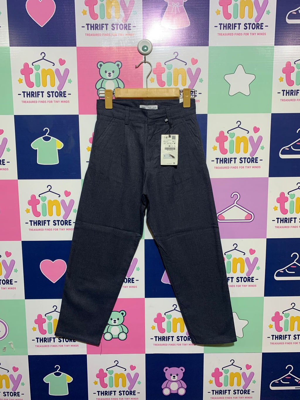 Zara Boys Navy Blue Tailored Straight-Leg Trousers - Size Estimated Age 9 Years AB1
