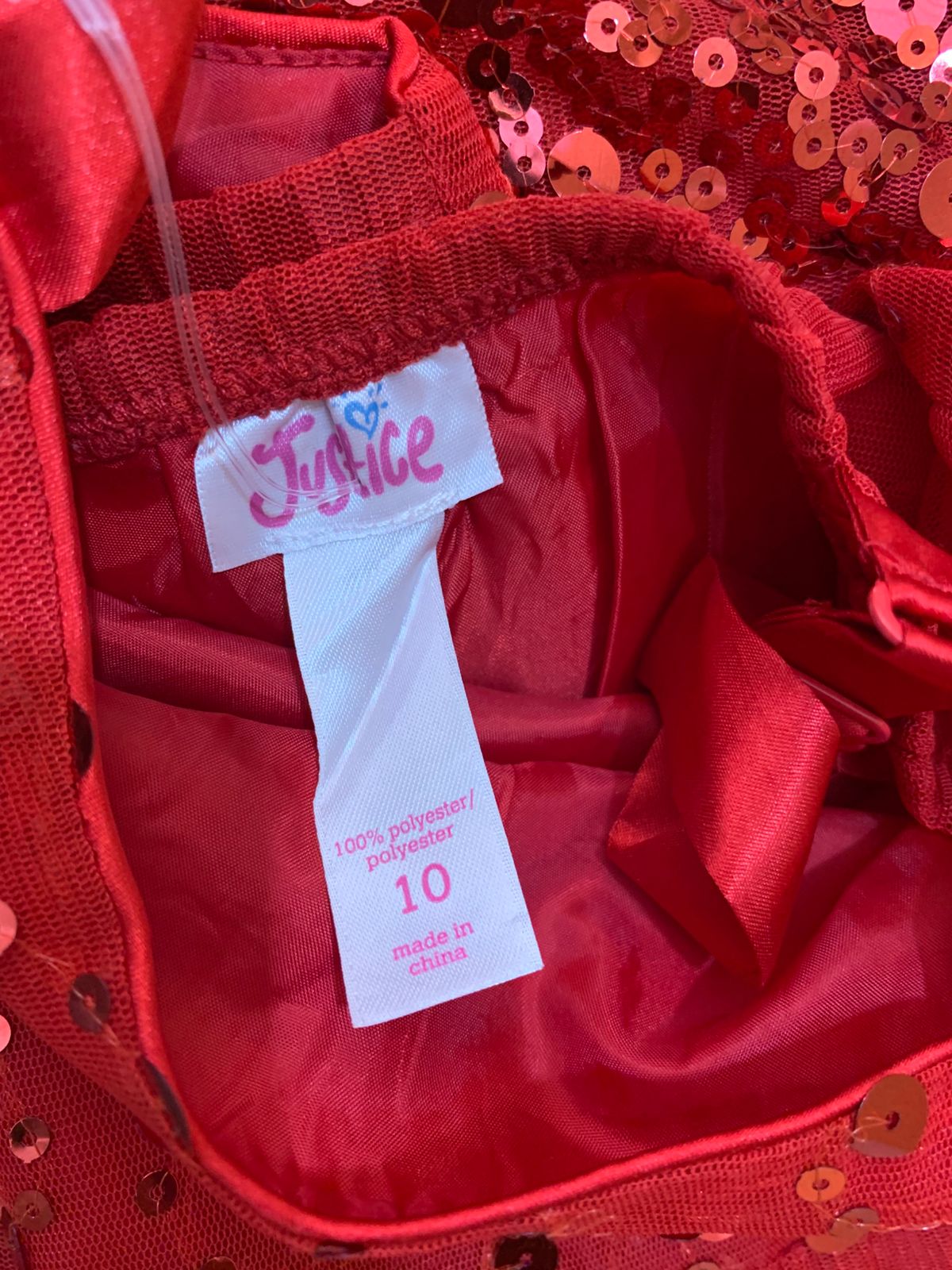 Justice Girls Red Sequin Shimmer Sleeveless Party Dress - Size Estimated Age 10Y AB1