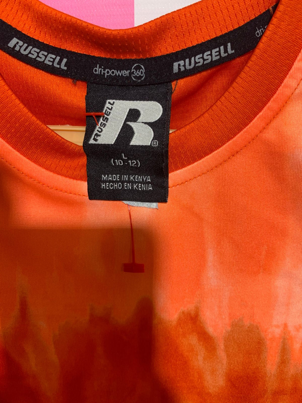 Russell Boys Orange Tie-Dye Dri-Power 360 Performance Tee - Size L (10-12) AB1