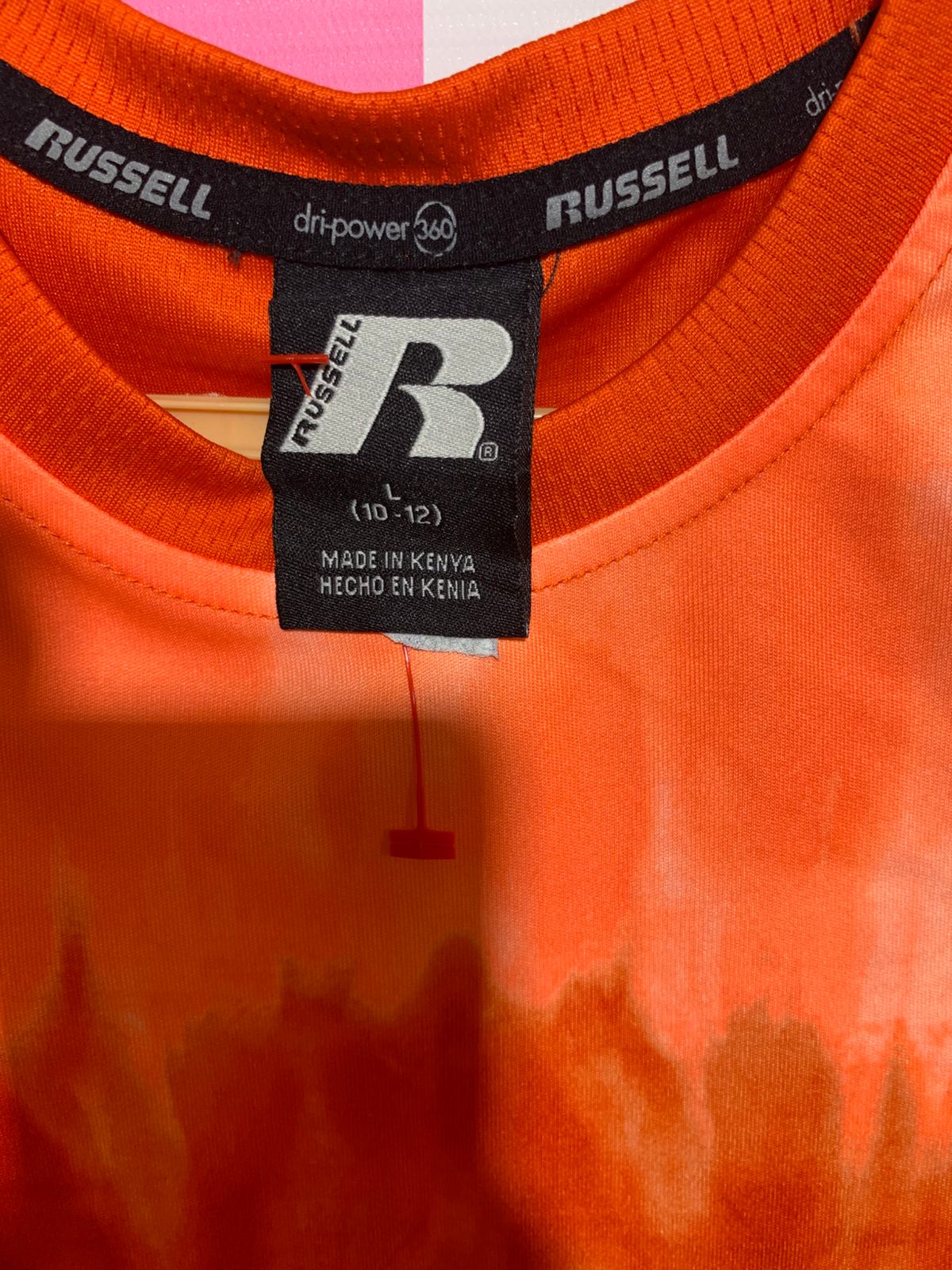Russell Boys Orange Tie-Dye Dri-Power 360 Performance Tee - Size L (10-12) AB1